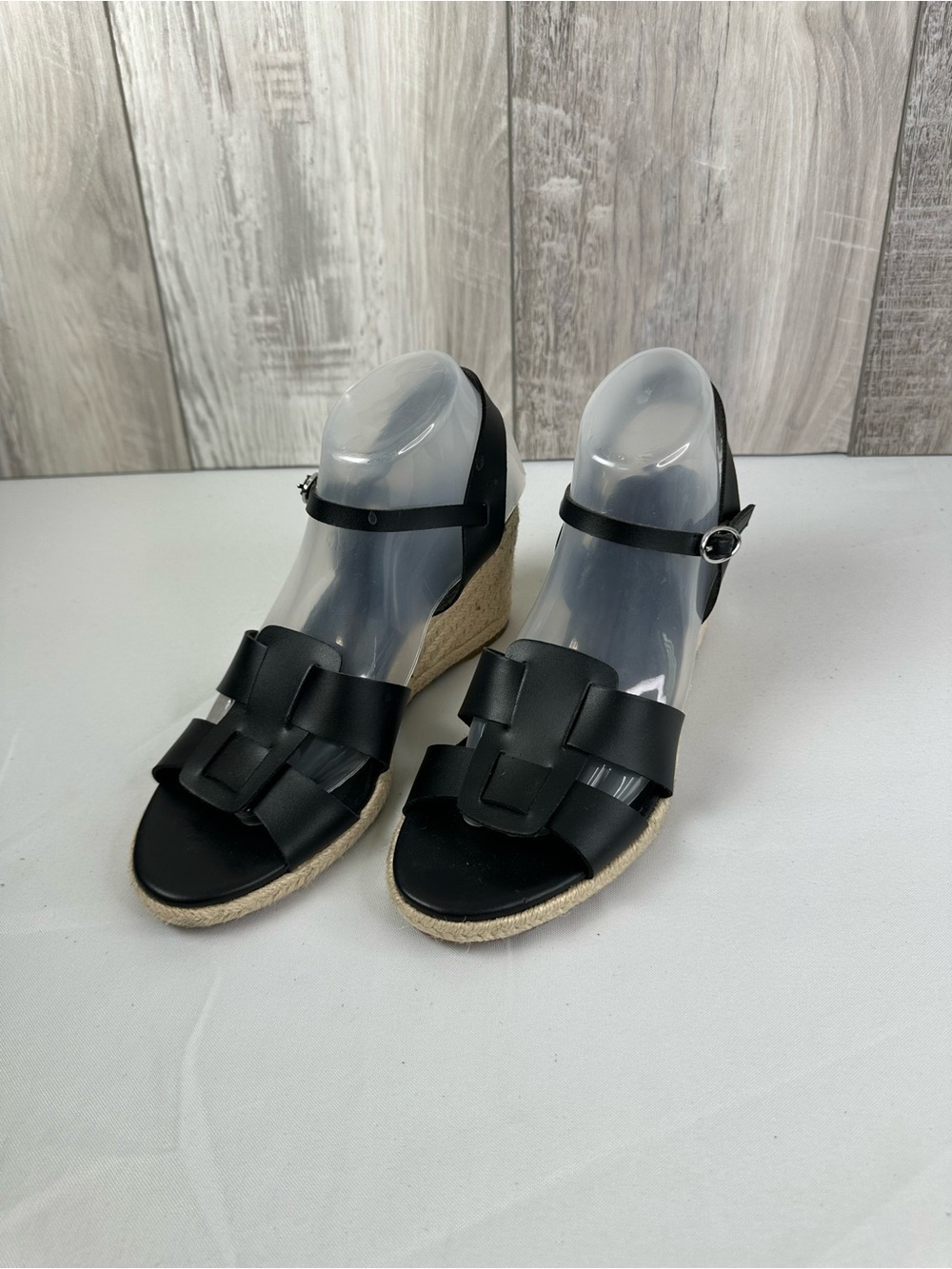 Black Woven Espadrille Wedge Sandals - Women's